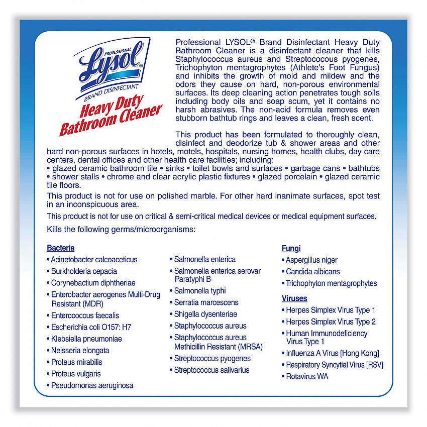 Disinfectant Heavy-Duty Bathroom Cleaner Concentrate, Fresh Lime Scent, 1 gal Bottle (94201EA)