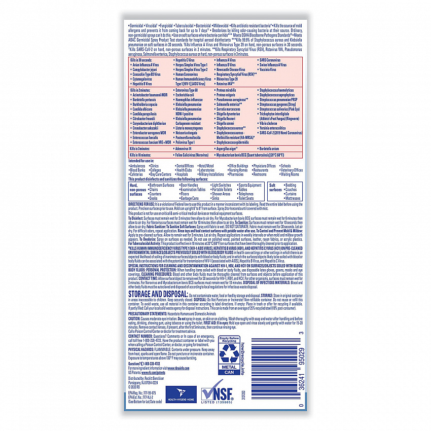 Disinfectant Spray, Original Scent, 19 oz Aerosol Spray, 12/Carton (95029CT)