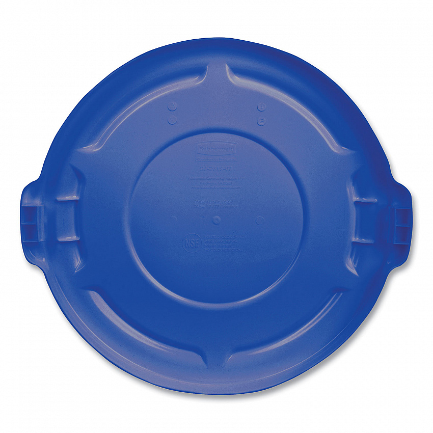 BRUTE Self-Draining Flat Top Lids for 32 gal Round BRUTE Containers, 22.25" Diameter, Blue (263100BE)