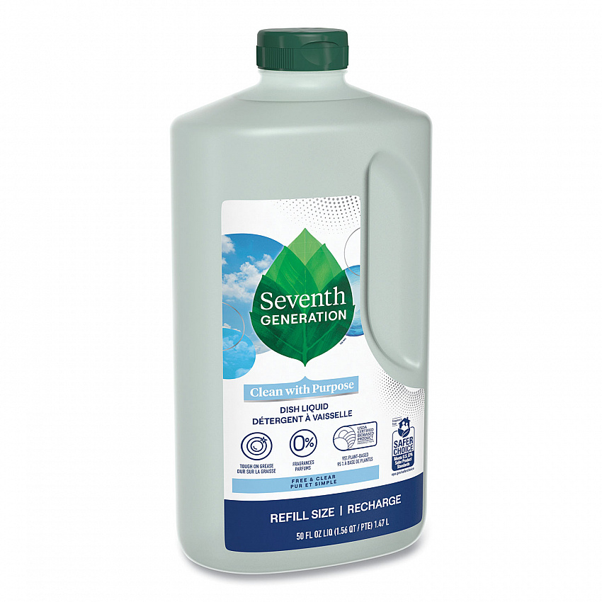Natural Dishwashing Liquid, Free and Clear, 50 oz Bottle, 3/Carton (22724CT)