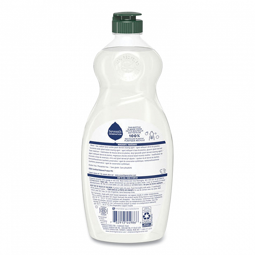 Natural Dishwashing Liquid, Free and Clear, 19 oz Bottle, 6/Carton (44986CT)