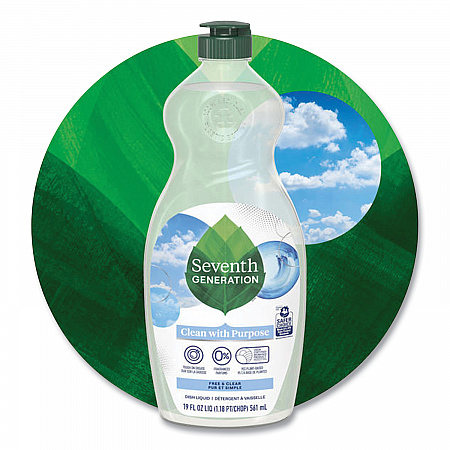 Natural Dishwashing Liquid, Free and Clear, 19 oz Bottle, 6/Carton (44986CT)