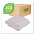 Molded Fiber Hinged Clamshell Containers, 8 x 8 x 3, White, Sugarcane, 200/Carton (EPHC81)
