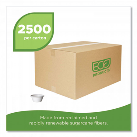 Molded Fiber Portion Cups, 2 oz, Sugarcane, White, 2,500/Carton (EPSPC2)