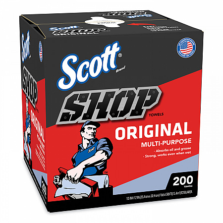 Shop Towels, POP-UP Box, 1-Ply, 9 x 12, Blue, 200/Box, 8 Boxes/Carton (75190)