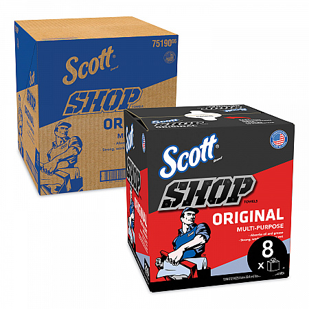 Shop Towels, POP-UP Box, 1-Ply, 9 x 12, Blue, 200/Box, 8 Boxes/Carton (75190)