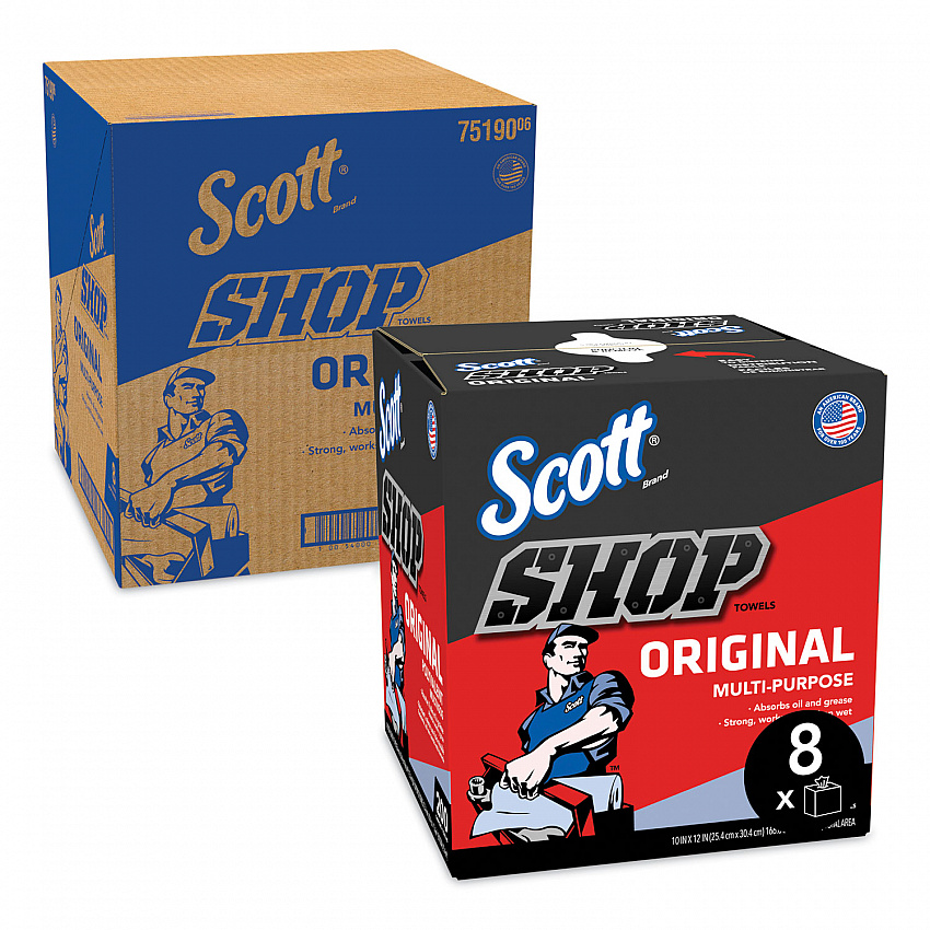 Shop Towels, POP-UP Box, 1-Ply, 9 x 12, Blue, 200/Box, 8 Boxes/Carton (75190)
