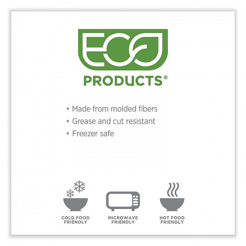 WorldView Renewable Molded Fiber Containers, 10.47 x 10.47 x 1.76, White, 200/Carton (EPSCRC107)