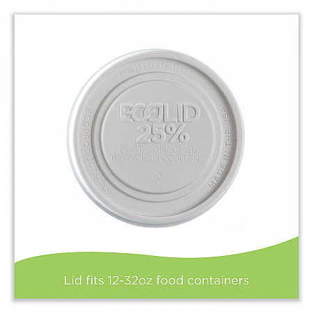 Evolution World EcoLid 25% Recycled Food Container Lid, Fits 12 to 32 oz Containers, White, Plastic, 500/Carton (EPBRSCLIDL)