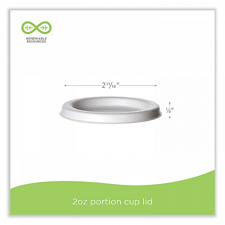 Sugarcane Portion Cup Lids, Fits 2 oz Portion Cups, White, 2,500/Carton (EPSPCLID2)