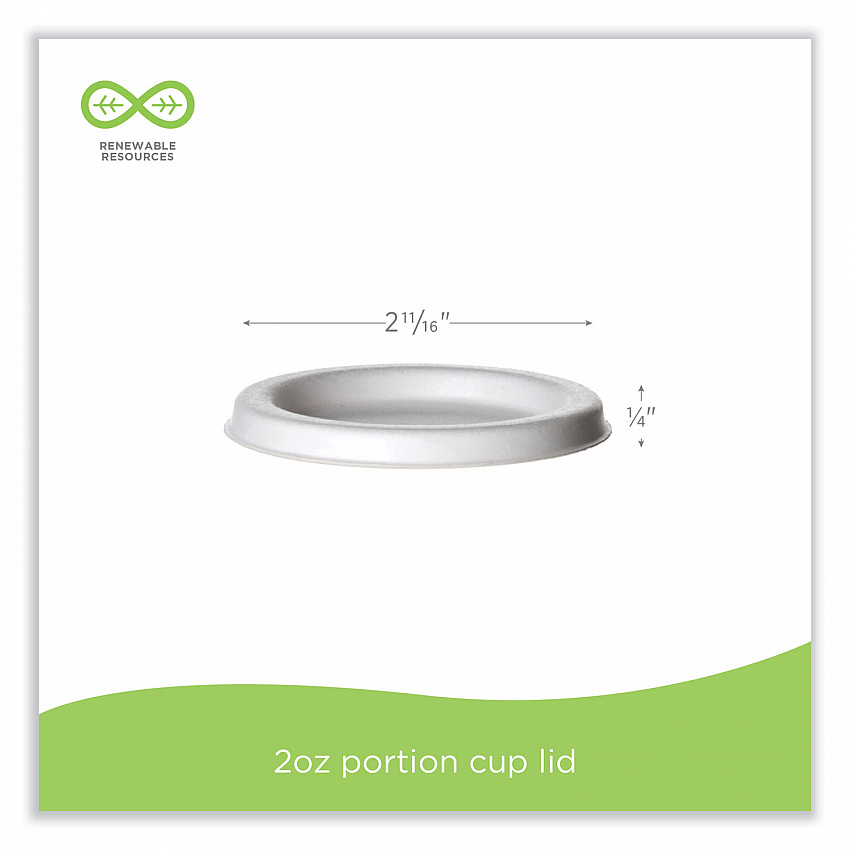 Sugarcane Portion Cup Lids, Fits 2 oz Portion Cups, White, 2,500/Carton (EPSPCLID2)