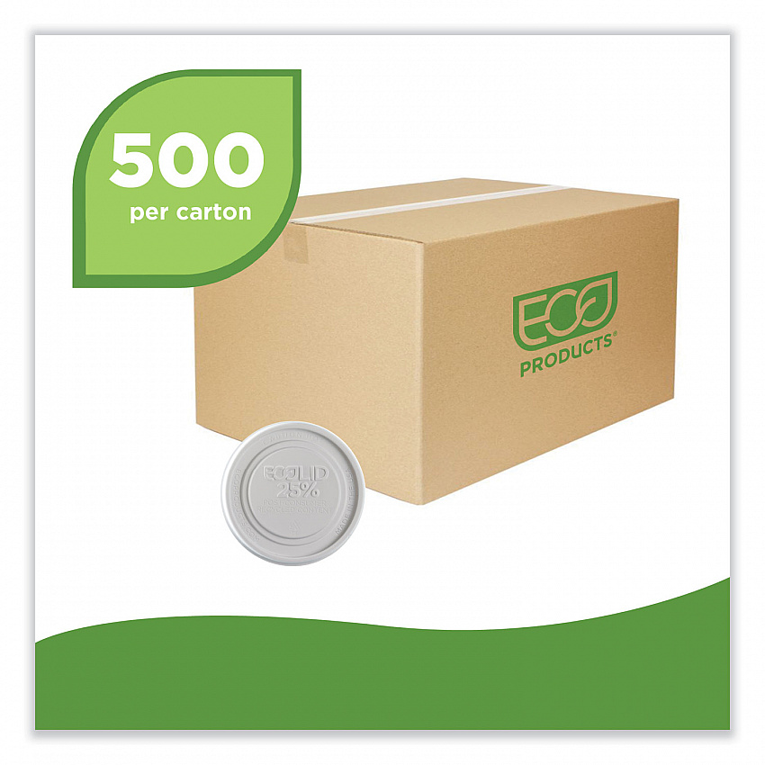 Evolution World EcoLid 25% Recycled Food Container Lid, Fits 12 to 32 oz Containers, White, Plastic, 500/Carton (EPBRSCLIDL)