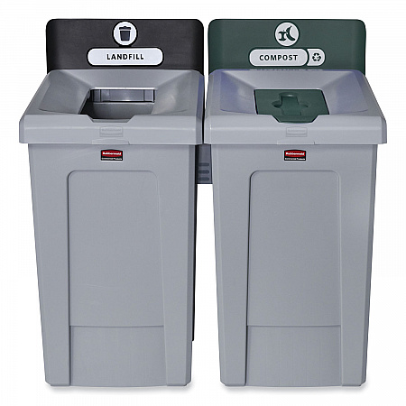 Slim Jim Recycling Station 1-Stream, Compost Collection Station, 33 gal, Resin, Gray (2171555)