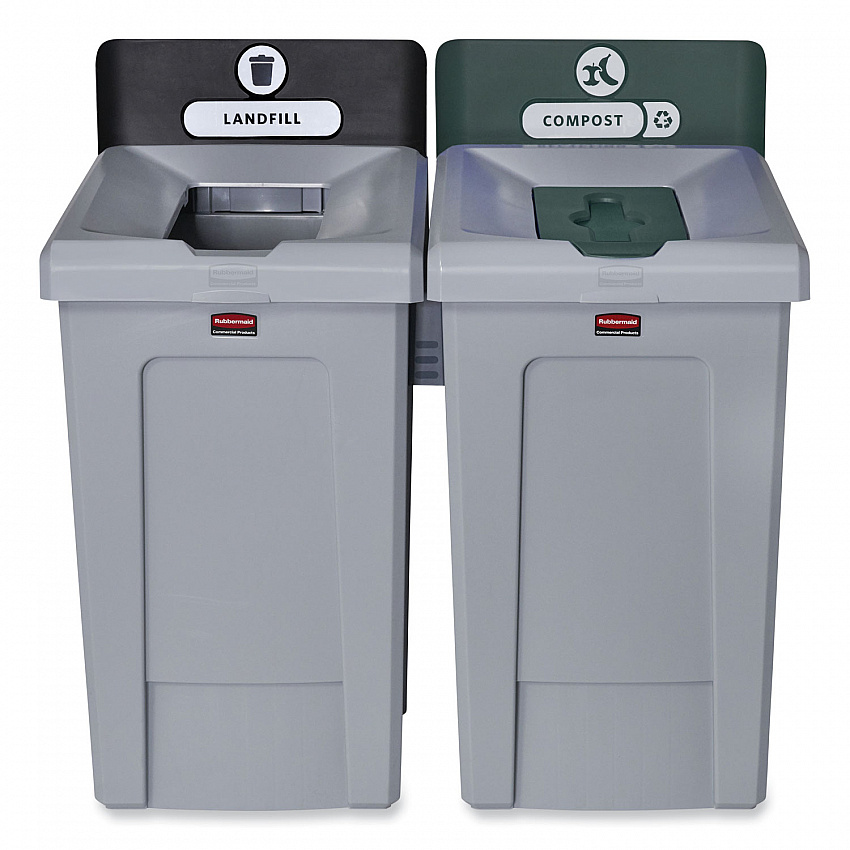 Slim Jim Recycling Station 1-Stream, Compost Collection Station, 33 gal, Resin, Gray (2171555)
