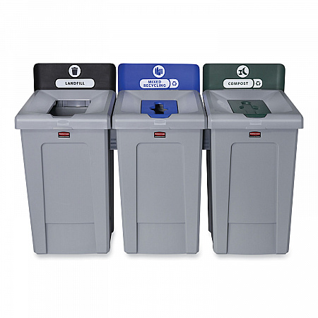 Slim Jim Recycling Station 1-Stream, Compost Collection Station, 33 gal, Resin, Gray (2171555)