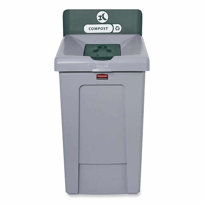 Slim Jim Recycling Station 1-Stream, Compost Collection Station, 33 gal, Resin, Gray (2171555)