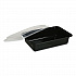 Microwavable Food Container with Lid, Rectangular, 38 oz, 8.81 x 6.02 x 2.48, Black/Clear, Plastic, 150/Carton (TORECT38)
