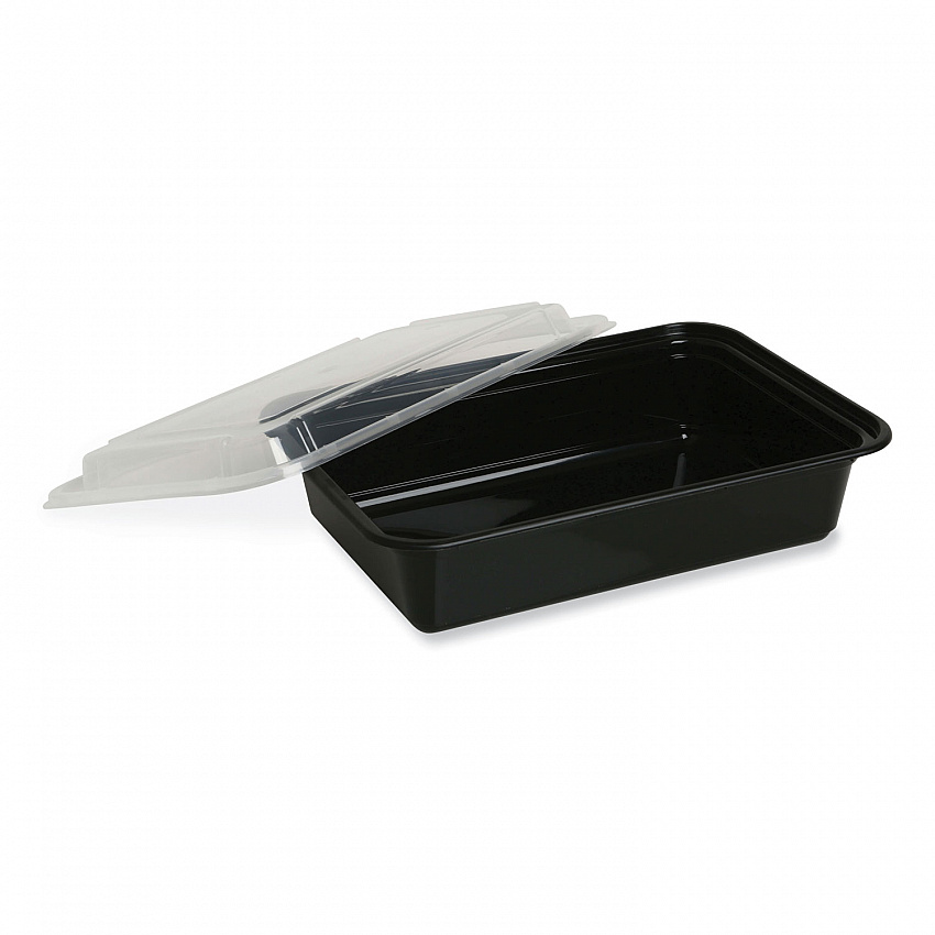 Microwavable Food Container with Lid, Rectangular, 12 oz, 5.78 x 4.52 x 2.24, Black/Clear, Plastic, 150/Carton (TORECT12)