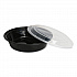 Microwavable Food Container with Lid, Round, 16 oz, 6.29 x 6.29 x 1.96, Black/Clear, Plastic, 150/Carton (TORND16)