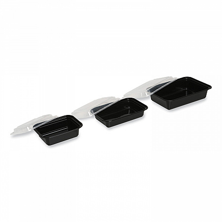 Microwavable Food Container with Lid, Rectangular, 12 oz, 5.78 x 4.52 x 2.24, Black/Clear, Plastic, 150/Carton (TORECT12)