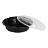 Microwavable Food Container with Lid, Round, 48 oz, 8.85 x 8.85 x 2.24, Black/Clear, Plastic, 150/Carton (TORND48)
