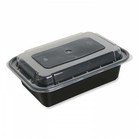 Microwavable Food Container with Lid, Rectangular, 16 oz, 7.48 x 5.03 x 2.04, Black/Clear, Plastic, 150/Carton (TORECT16)