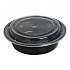 Microwavable Food Container with Lid, Round, 16 oz, 6.29 x 6.29 x 1.96, Black/Clear, Plastic, 150/Carton (TORND16)