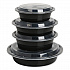Microwavable Food Container with Lid, Round, 48 oz, 8.85 x 8.85 x 2.24, Black/Clear, Plastic, 150/Carton (TORND48)