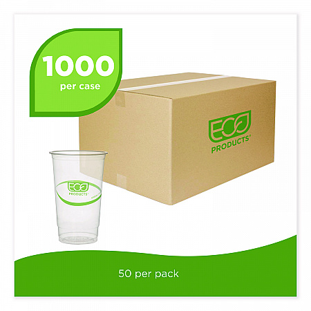 GreenStripe PLA Cold Cups, 32 oz, Plastic, Clear, 1,000/Carton (EPCC32GS)