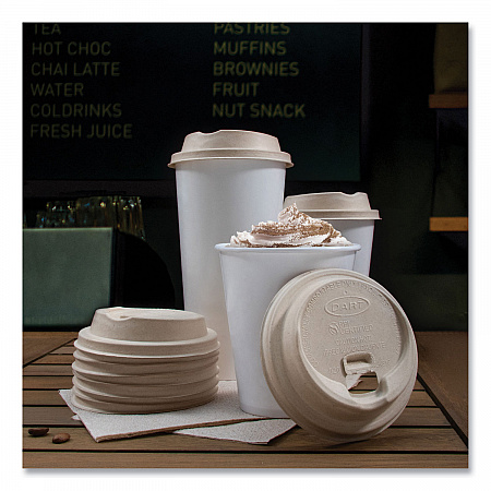 Molded Fiber Lids for Paper Cups, ProPlanet Seal, Fits 10 oz to 24 oz Hot Cups, Tan, 1,000/Carton (LK316FBR)
