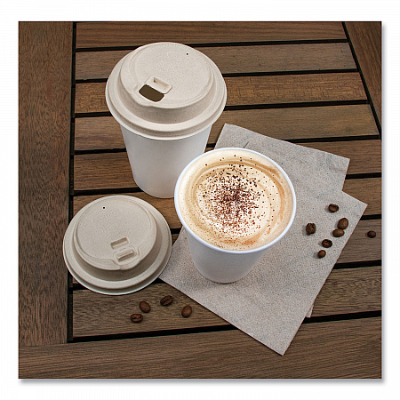 Molded Fiber Lids for Paper Cups, ProPlanet Seal, Fits 10 oz to 24 oz Hot Cups, Tan, 1,000/Carton (LK316FBR)