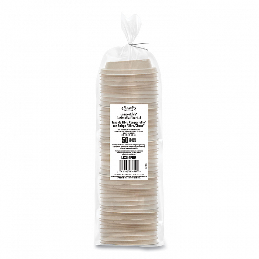 Molded Fiber Lids for Paper Cups, ProPlanet Seal, Fits 10 oz to 24 oz Hot Cups, Tan, 1,000/Carton (LK316FBR)