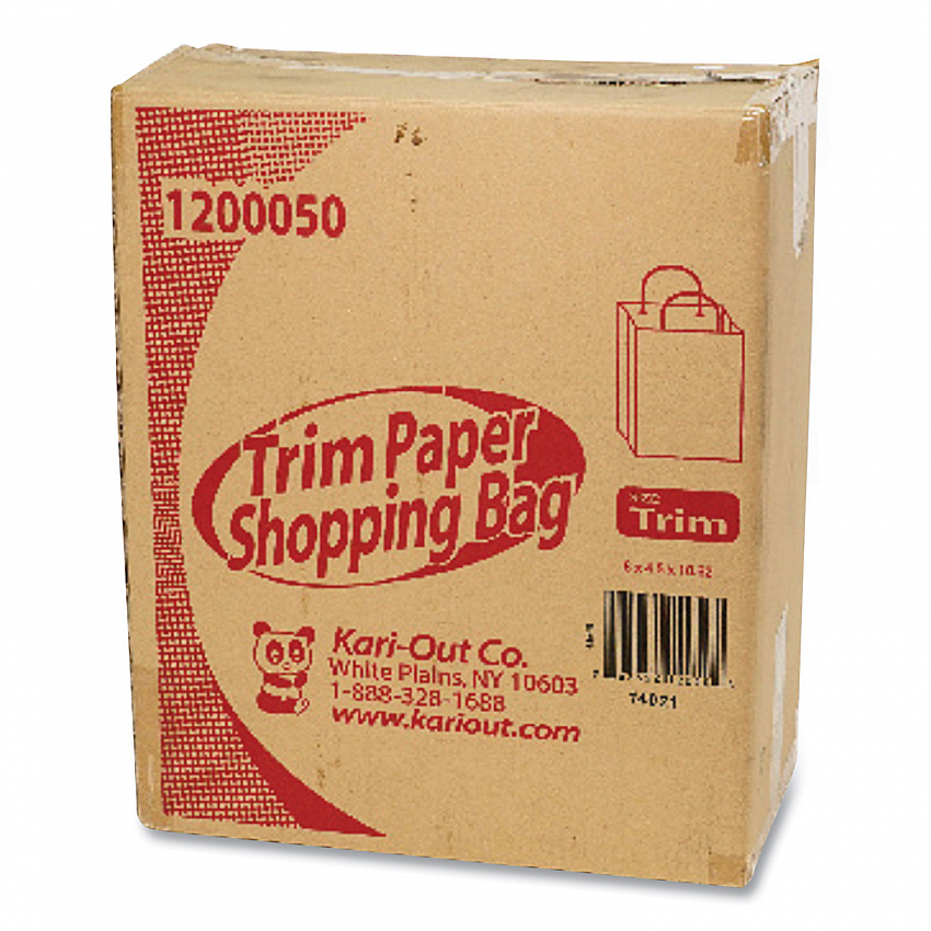 Kraft Paper Bags, Rope Handles, 8" x 5" x 11", Kraft, 250/Carton (1200050)