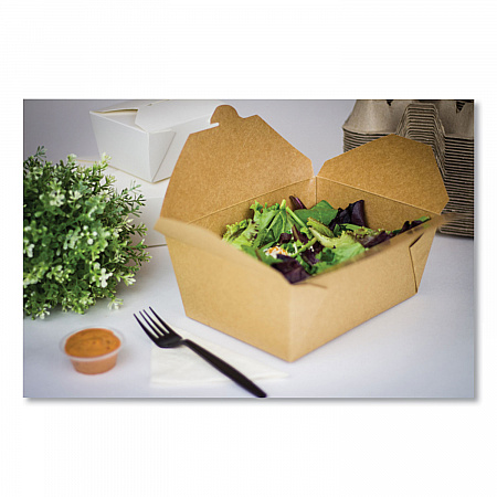 Reclosable Kraft Take-Out Box, 110 oz, 8.93 x 6.65 x 3.5, Brown, Paper, 160/Carton (PAPERBOX4)