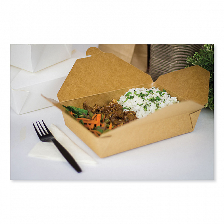 Reclosable Kraft Take-Out Box, 54 oz, 8.51 x 6.3 x 1.8, Brown, Paper, 200/Carton (PAPERBOX2)