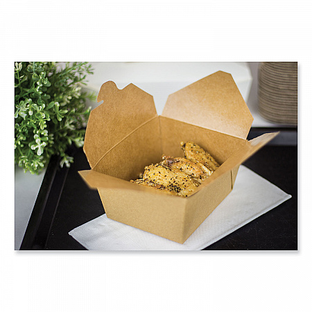 Reclosable Kraft Take-Out Box, 30 oz, 5.06 x 4.27 x 2.4, Brown, Paper, 450/Carton (PAPERBOX1)