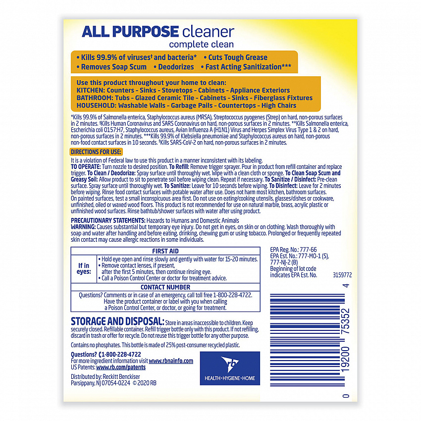Ready-to-Use All-Purpose Cleaner, Lemon Breeze Scent, 32 oz Spray Bottle (75352EA)