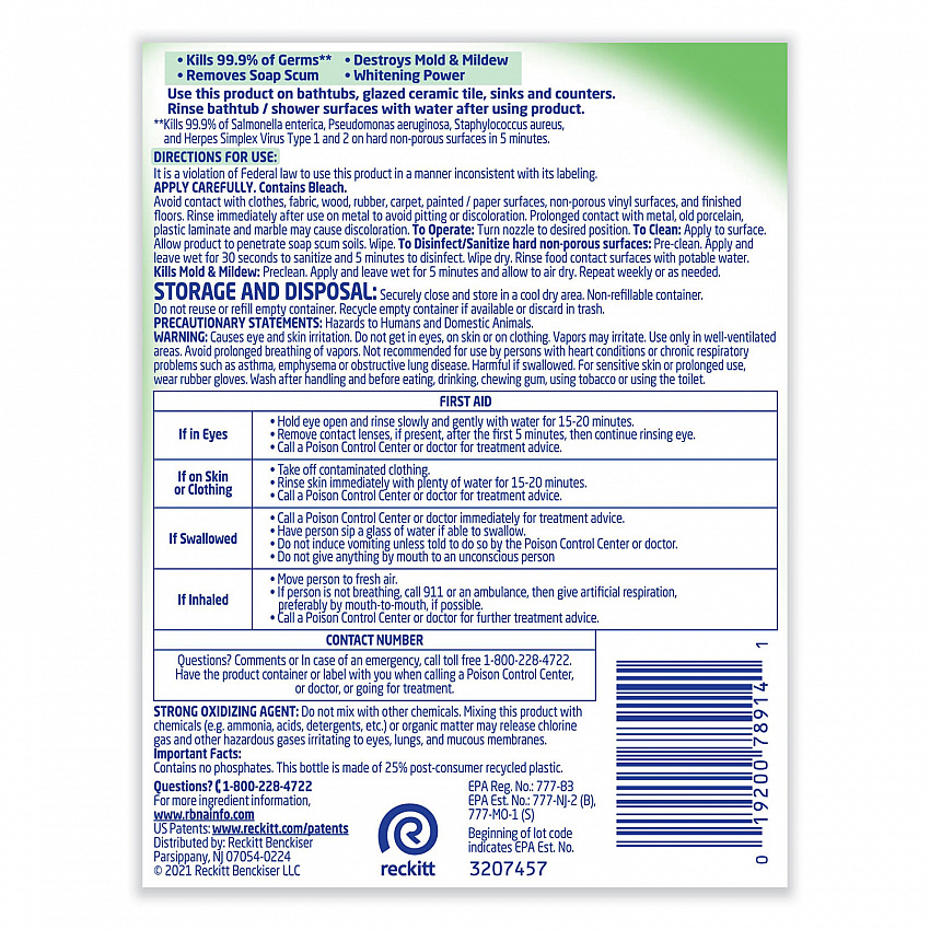 Multi-Purpose Cleaner with Bleach, 32 oz Spray Bottle (78914)