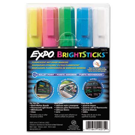 EXPO Bright Sticks, Medium Bullet Tip, Assorted Colors, 5/Set (14075)