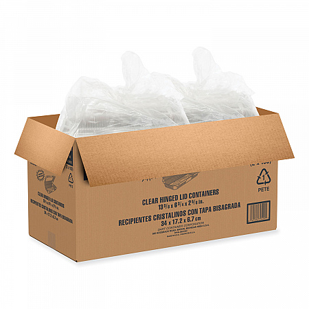 StayLock Clear Hinged Lid Containers, 8 x 13.38 x 2.6, Clear, Plastic, 200/Carton (PET90UT1)
