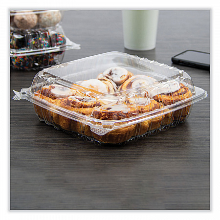 ClearSeal Hinged-Lid Plastic Containers, 9.3 x 8.83 x 3, Clear, 200/Carton (PET95PST1)