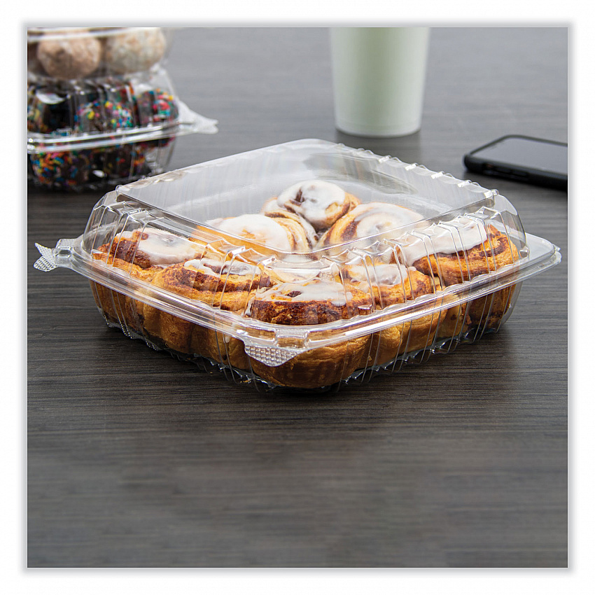 ClearSeal Hinged-Lid Plastic Containers, 9.3 x 8.83 x 3, Clear, 200/Carton (PET95PST1)