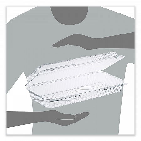 StayLock Clear Hinged Lid Containers, 8 x 13.38 x 2.6, Clear, Plastic, 200/Carton (PET90UT1)