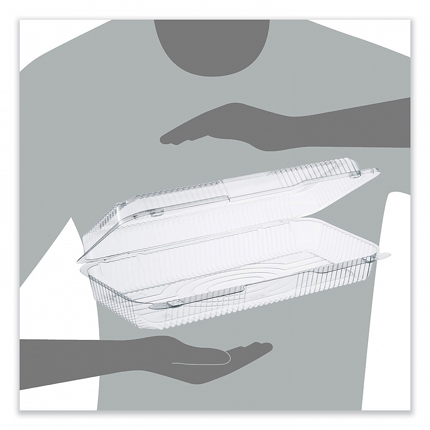 StayLock Clear Hinged Lid Containers, 8 x 13.38 x 2.6, Clear, Plastic, 200/Carton (PET90UT1)
