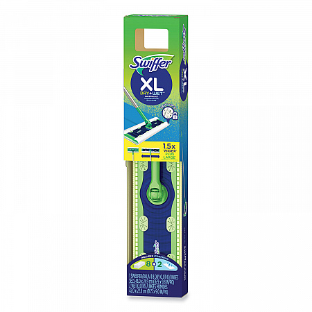 Sweeper Mop, XL Dry + Wet Sweeping Kit, 16.5 x 9 White Cloth Head, 46
