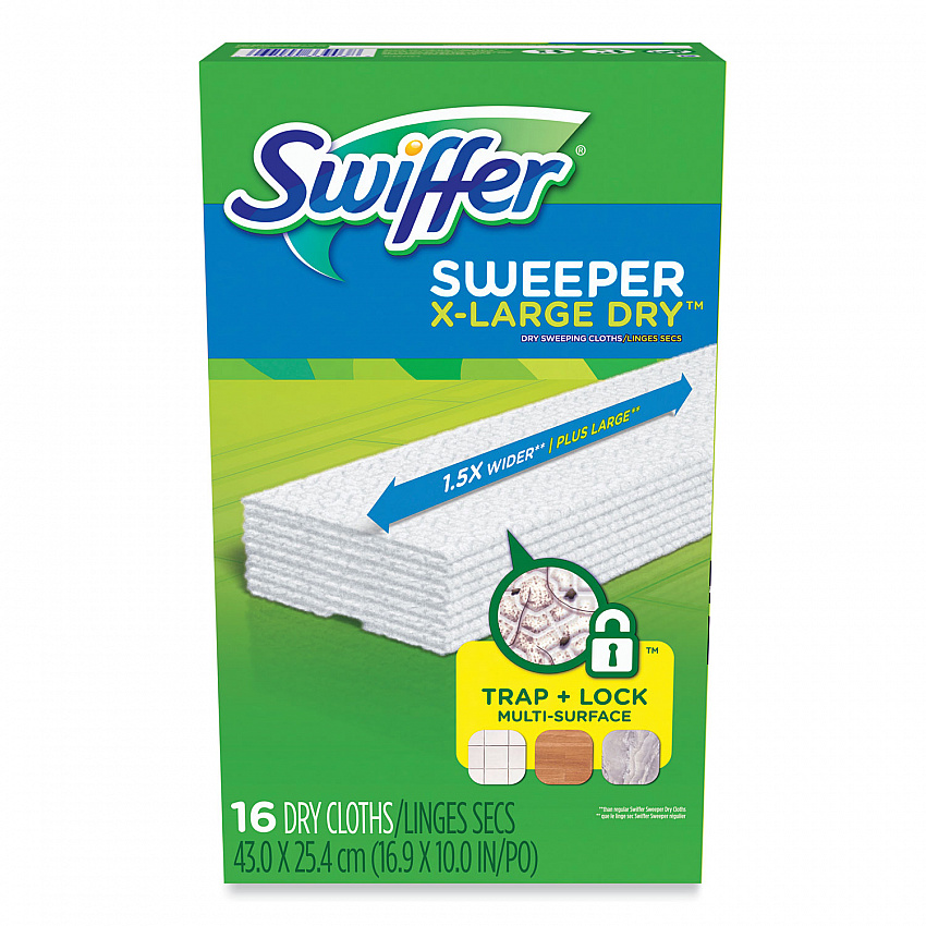 Sweeper XL Dry Refill Cloths, 16.9" x 9.8", White, 16/Box (96826)