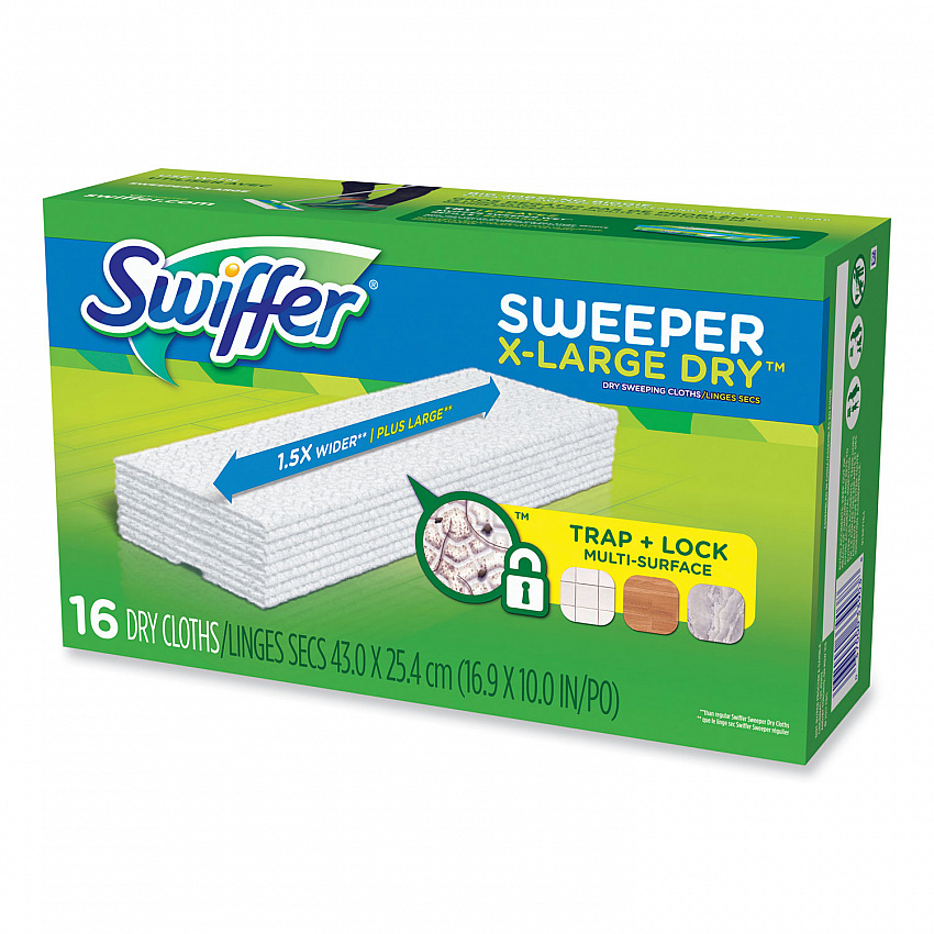 Sweeper XL Dry Refill Cloths, 16.9" x 9.8", White, 16/Box (96826)
