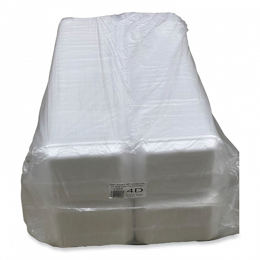 Meat Trays, #4D, 9.47 x 7.12 x 1.32, White, Foam, 500/Carton (4DWH)