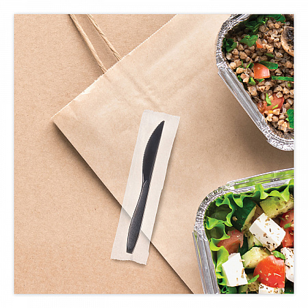 Reliance Classic Plastic Cutlery, Individually Wrapped, Medium Heavyweight Knife, Black, 1,000/Carton (RSK20004)