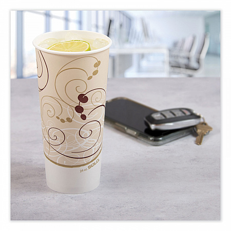 Double Sided Poly Paper Cold Cups, 24 oz, Symphony Design, 50/Sleeve, 20 Sleeves/Carton (RP24TPJ8000)